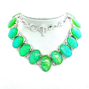 New Green Opal Silver Necklace